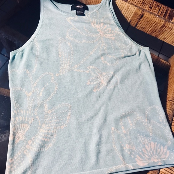Express Aqua Stretch Sleeveless Beaded Top - Picture 3 of 6